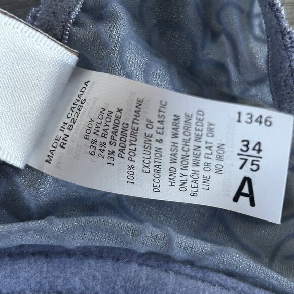 Vogue Dessous Blue Demi Lightly Padded Underwire Bra Size 34A - Picture 9 of 10